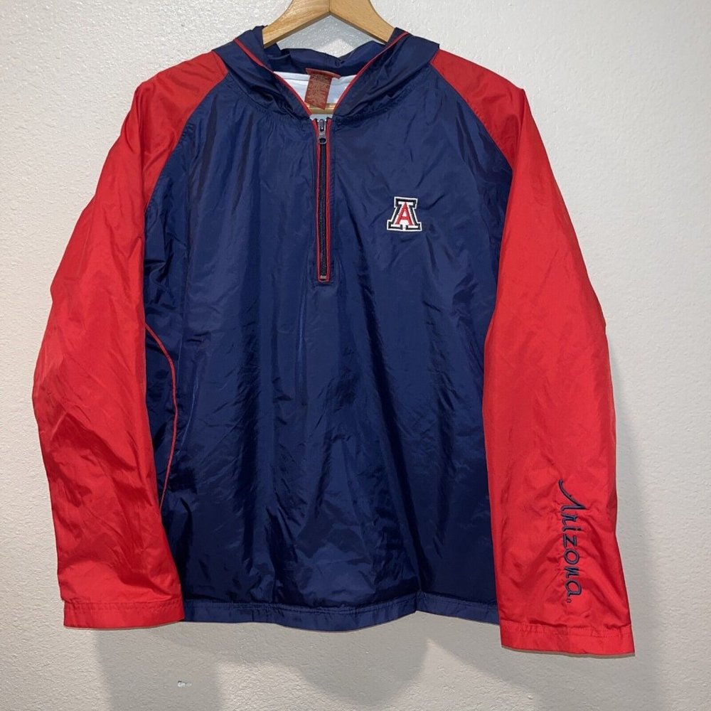 Arizona Wildcats U Of A Womens Vintage Windbreaker Pullover Hood 1/4 Zip XL